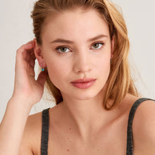 Load image into Gallery viewer, Silver Tidal Turquoise Crescent Huggie Hoops