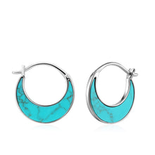 Load image into Gallery viewer, Silver Tidal Turquoise Crescent Earrings