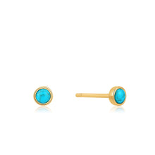 Load image into Gallery viewer, Gold Tidal Turquoise Cabochon Stud Earrings