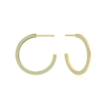 Load image into Gallery viewer, Sage Enamel Gold Hoop Earrings