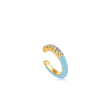 Load image into Gallery viewer, Powder Blue Enamel Gold Ear Cuff