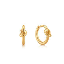 Load image into Gallery viewer, Gold Knot Huggie Hoop Earrings