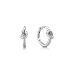 Load image into Gallery viewer, Silver Knot Huggie Hoop Earrings