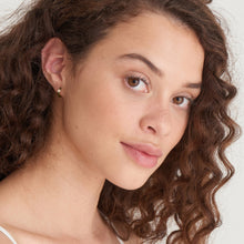 Load image into Gallery viewer, Forest Green Enamel Carabiner Gold Huggie Hoop Earrings