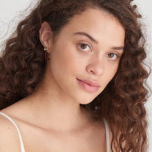 Load image into Gallery viewer, Forest Green Enamel Carabiner Gold Huggie Hoop Earrings