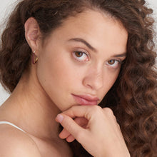 Load image into Gallery viewer, Claret Red Enamel Gold Sparkle Hoop Earrings