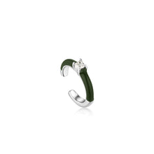 Load image into Gallery viewer, Forest Green Enamel Silver Ear Cuff