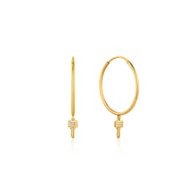 Load image into Gallery viewer, Gold Key Hoop Earrings