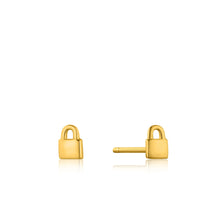 Load image into Gallery viewer, Gold Padlock Stud Earrings