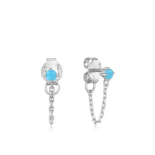 Load image into Gallery viewer, Turquoise Chain Drop Silver Stud Earrings