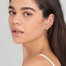 Load image into Gallery viewer, Turquoise Silver Huggie Hoop Earrings