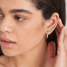 Load image into Gallery viewer, Turquoise Oval Gold Hoop Earrings