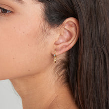 Load image into Gallery viewer, Turquoise Oval Gold Hoop Earrings