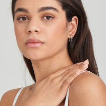 Load image into Gallery viewer, Turquoise Oval Silver Hoop Earrings