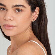 Load image into Gallery viewer, Turquoise Oval Silver Hoop Earrings