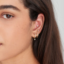 Load image into Gallery viewer, Gold Sparkle Kyoto Opal Drop Huggie Hoop Earrings