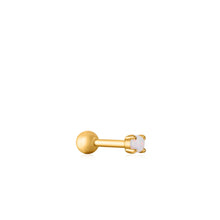 Load image into Gallery viewer, Gold Kyoto Opal Cabochon Barbell Single Earring