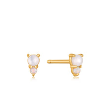 Load image into Gallery viewer, Gold Mother of Pearl and Kyoto Opal Stud Earrings