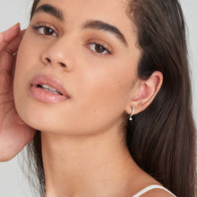 Load image into Gallery viewer, Silver Sparkle Kyoto Opal Drop Huggie Hoop Earrings