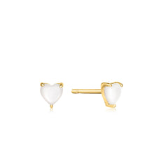 Load image into Gallery viewer, Gold Mother of Pearl Heart Stud Earrings