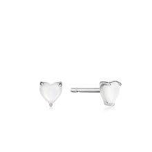 Load image into Gallery viewer, Silver Mother of Pearl Heart Stud Earrings