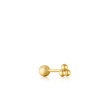 Load image into Gallery viewer, Gold Triple Ball Barbell Single Earring