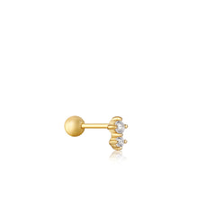 Load image into Gallery viewer, Gold Double Sparkle Barbell Single Earring