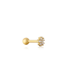 Load image into Gallery viewer, Gold Sparkle Flower Barbell Single Earring