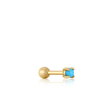 Load image into Gallery viewer, Gold Turquoise Cabochon Barbell Single Earring
