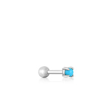 Load image into Gallery viewer, Silver Turquoise Cabochon Barbell Single Earring