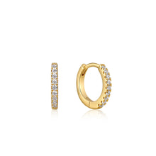 Load image into Gallery viewer, Gold Sparkle Huggie Hoop Earrings