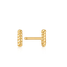 Load image into Gallery viewer, Gold Rope Bar Stud Earrings