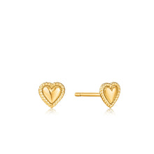 Load image into Gallery viewer, Gold Rope Heart Stud Earrings