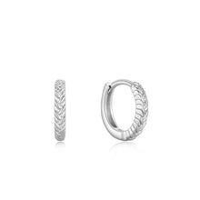 Load image into Gallery viewer, Silver Rope Huggie Hoop Earrings