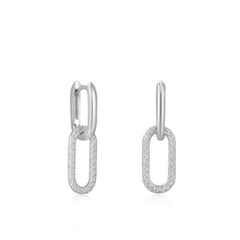 Load image into Gallery viewer, Silver Rope Oval Drop Earrings