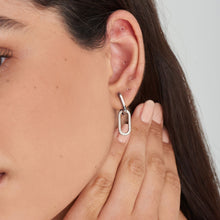 Load image into Gallery viewer, Silver Rope Oval Drop Earrings