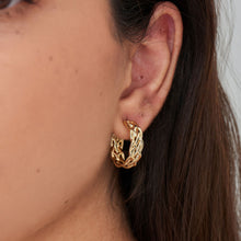 Load image into Gallery viewer, Gold Rope Chunky Hoop Earrings