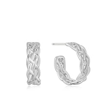 Load image into Gallery viewer, Silver Rope Chunky Hoop Earrings