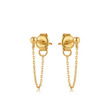 Load image into Gallery viewer, 14kt Gold Chain Drop Stud Earrings