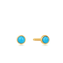 Load image into Gallery viewer, 14kt Gold Turquoise Cabochon Stud Earrings