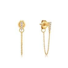Load image into Gallery viewer, 14kt Gold Natural Diamond Drop Chain Earrings