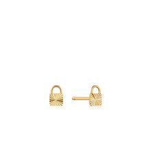 Load image into Gallery viewer, 14kt Gold Padlock Stud Earrings