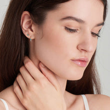 Load image into Gallery viewer, 14kt Gold Turquoise Cabochon and White Sapphire Stud Earrings