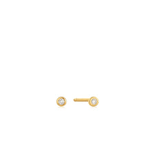 Load image into Gallery viewer, 14kt Gold Bezel Natural Diamond Stud Earrings