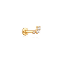Load image into Gallery viewer, 14kt Gold Stargazer Triple Natural Diamond Single Labret Earring