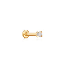 Load image into Gallery viewer, 14kt Gold Stargazer Natural Diamond Single Labret Earring
