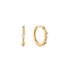Load image into Gallery viewer, 14kt Gold Stargazer Natural Diamond Huggie Hoop Earrings