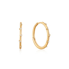 Load image into Gallery viewer, 14kt Gold Stargazer Natural Diamond Hoop Earrings