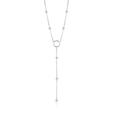 Load image into Gallery viewer, Silver Modern Circle Y Necklace