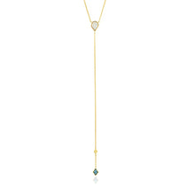 Load image into Gallery viewer, Turquoise and Opal Color Gold Y Necklace